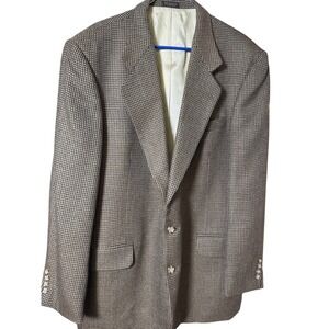 Oscar de la Renta Men's 46 Long Wool Blazer Houndstooth Designer Sport Coat rich